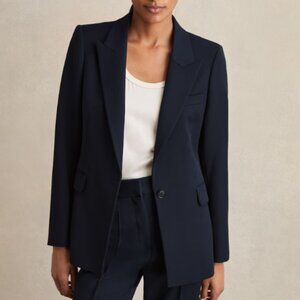 REISS Navy Blue Textured Single-Breasted Blazer (UK 10 / US 6)